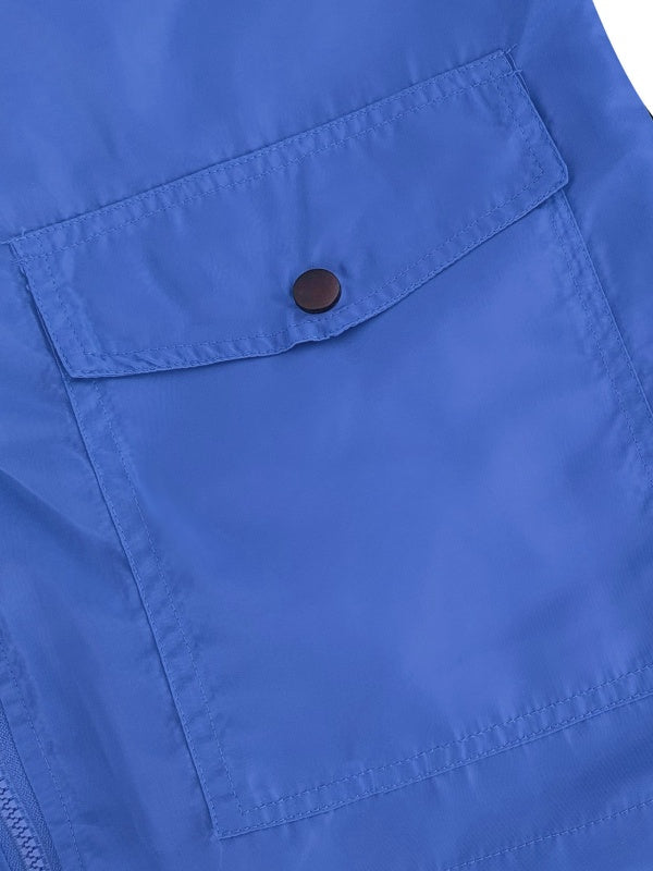 Solid Color Drawstring Zip Up Hooded Coat