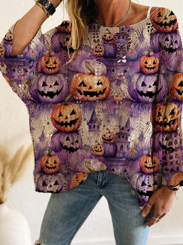 Halloween Loose Fit Batwing Knit Sweater