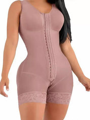 Women's built-in bra shapewear with zipper crotch