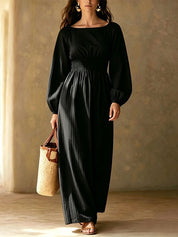 Striped Elastic Waist Maxi Dress