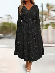 Wrap-Front Tie-Waist Midi Dress With Pockets