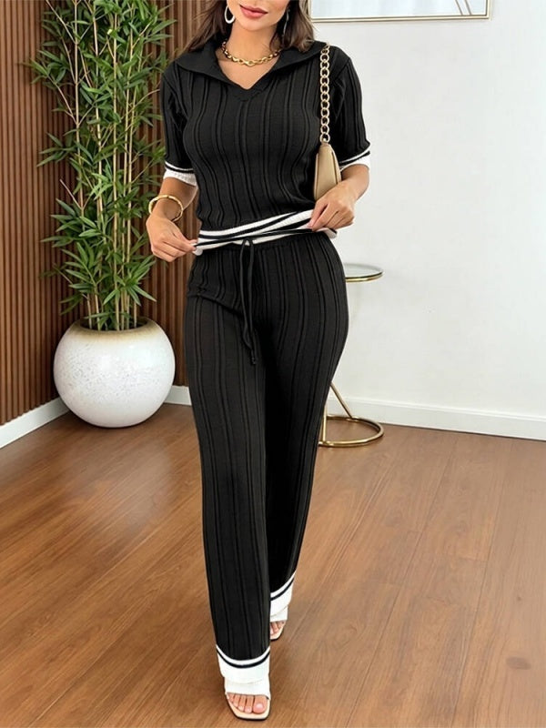Women's 2 Piece Ribbed Knit Lounge Set