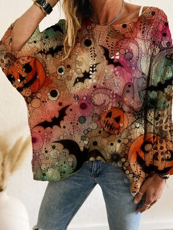 Halloween Loose Fit Batwing Knit Sweater
