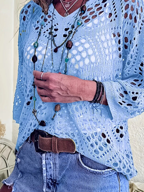 Women's Crochet Top with V-Neck