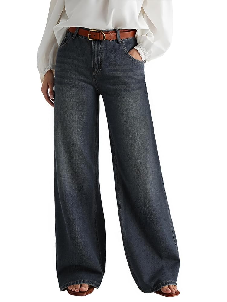 Vintage Stretch High Waist Boyfriend Baggy Wide Leg Denim Pants