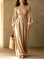 Striped Elastic Waist Maxi Dress