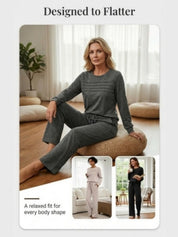 Crew Neck Drawstring Two-Piece Lounge Set