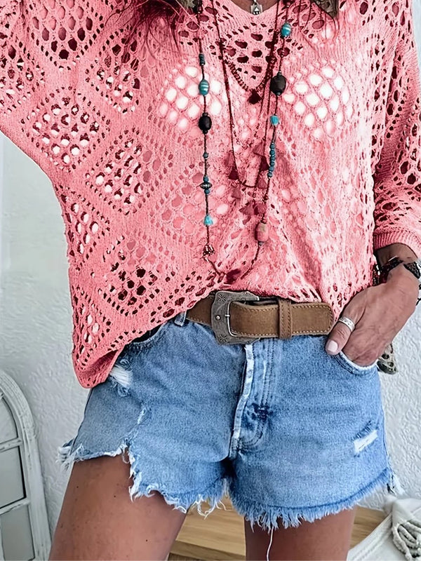 Women's Crochet Top with V-Neck