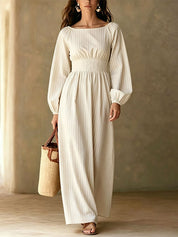 Striped Elastic Waist Maxi Dress