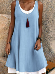 Casual Vacation Colorblock Sleeveless Summer Dress