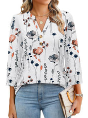 Womens V Neck 3/4 Sleeve Tops