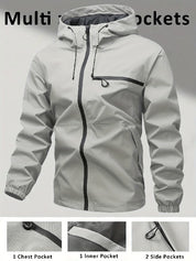 Plain Waterproof Windproof Drawstring Zip Up Jacket
