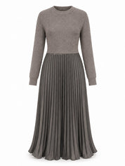 Sweater-Spliced Pleated Maxi Dress