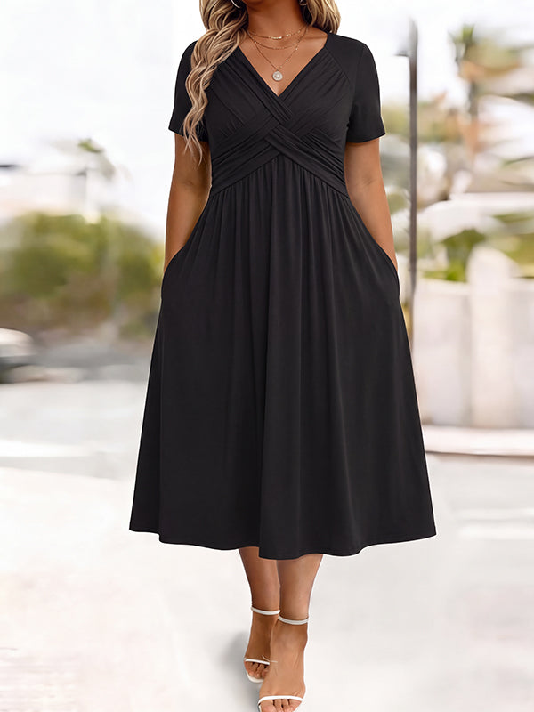 Women's V-Neck Floral Print Dress with Twist Waist