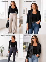 Square Neck Long Sleeve with Built-in Bra