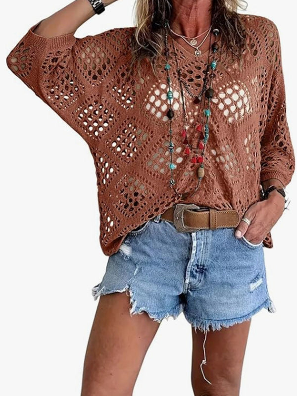Women's Crochet Top with V-Neck