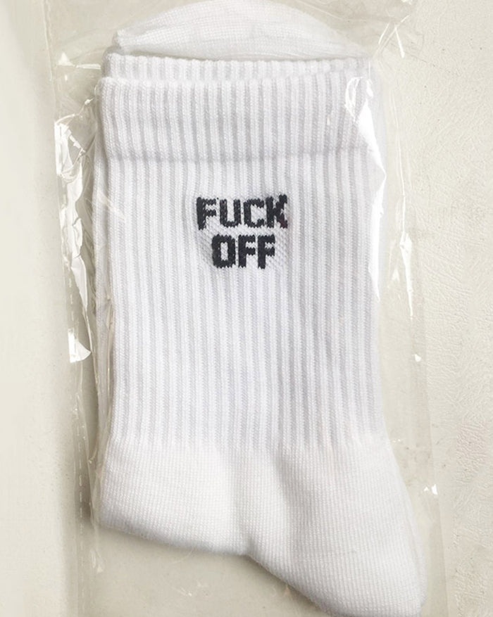 Letter Print Cotton Middle Tube Socks