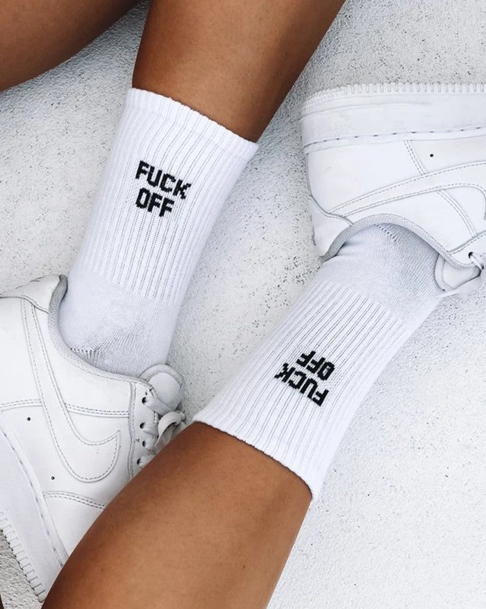 Letter Print Cotton Middle Tube Socks