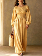 Striped Elastic Waist Maxi Dress