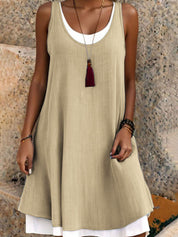 Casual Vacation Colorblock Sleeveless Summer Dress