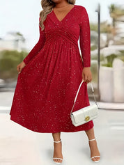 Wrap-Front Tie-Waist Midi Dress With Pockets