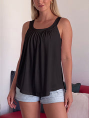 Solid Color Pleated Tank Top