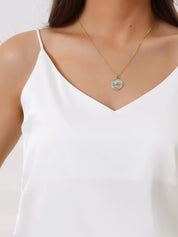 Built-In Bra Satin V Neck Tank Top