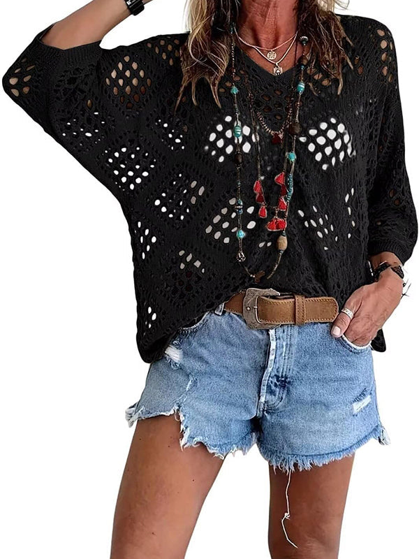 Women's Crochet Top with V-Neck