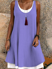 Casual Vacation Colorblock Sleeveless Summer Dress