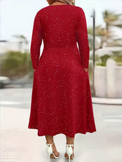 Wrap-Front Tie-Waist Midi Dress With Pockets