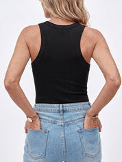 Tank Top with Bra – Ribbed Round Neck