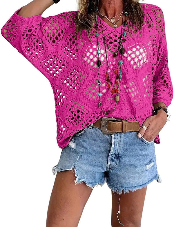 Women's Crochet Top with V-Neck