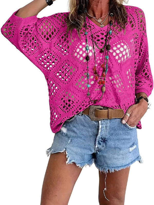 Women's Crochet Top with V-Neck