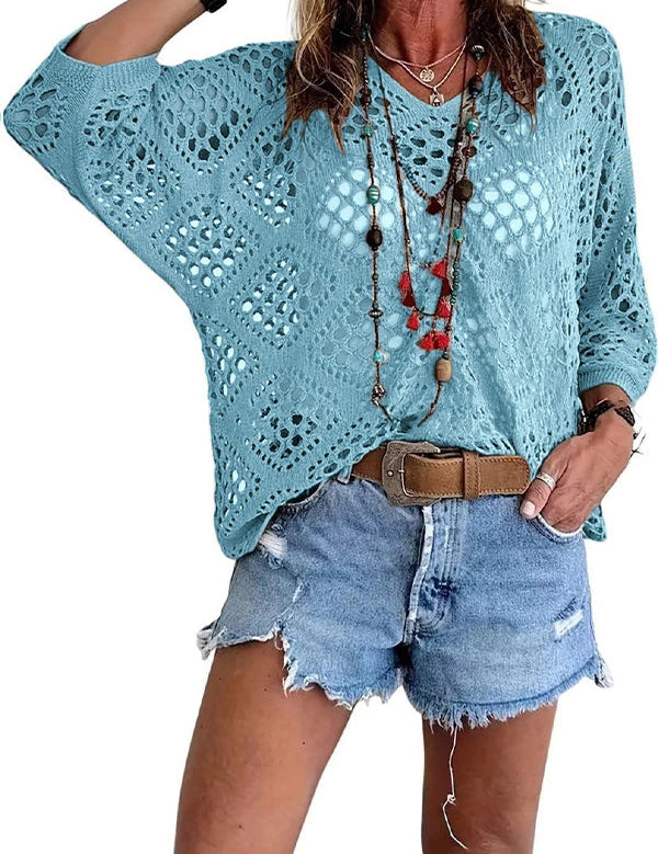 Women's Crochet Top with V-Neck
