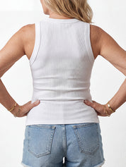 Tank Top with Bra – Ribbed Round Neck