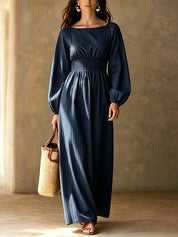 Striped Elastic Waist Maxi Dress