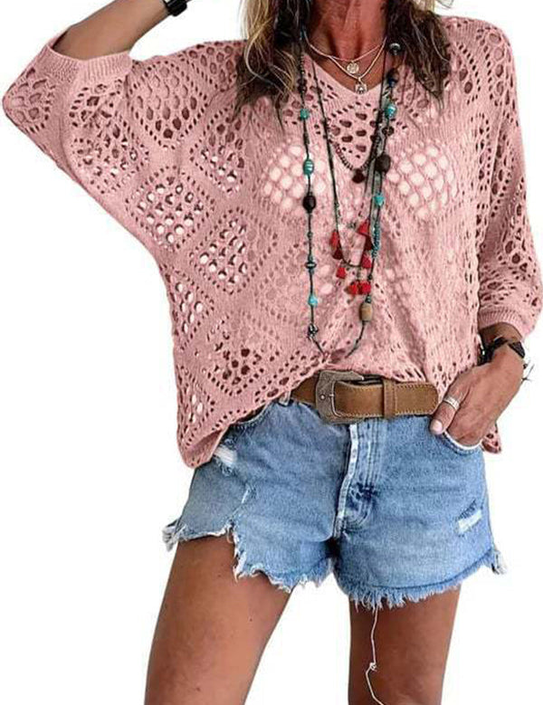 Women's Crochet Top with V-Neck