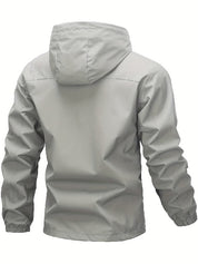 Plain Waterproof Windproof Drawstring Zip Up Jacket