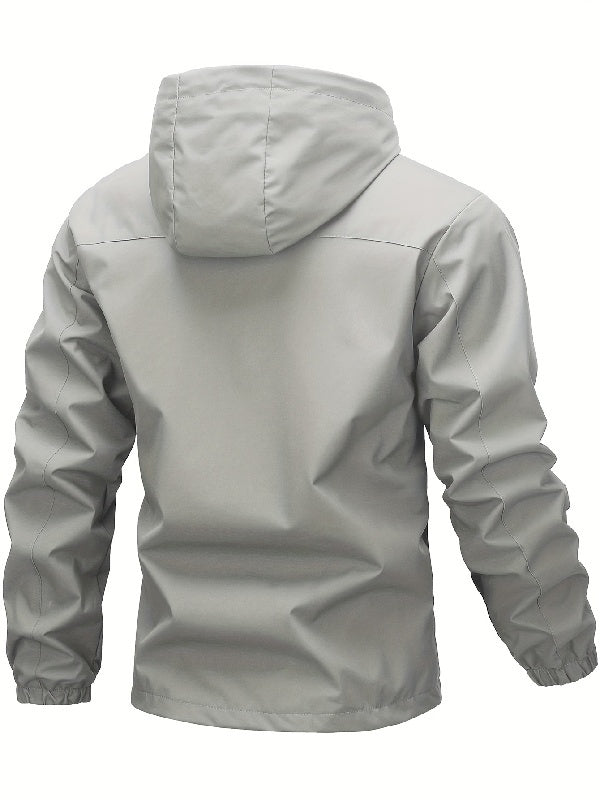 Plain Waterproof Windproof Drawstring Zip Up Jacket