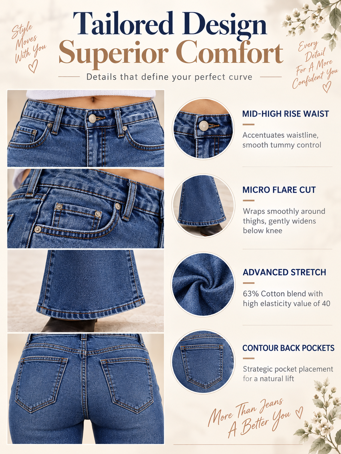 Women Classic Flared Denim Pants