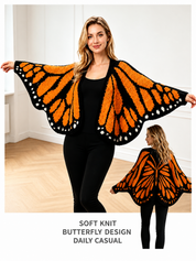Butterfly-Wing Open-Front Knit Cardigan