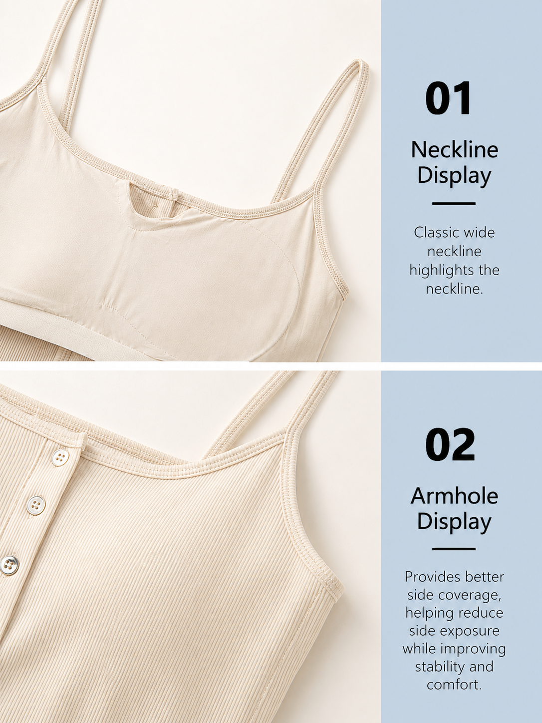 Womens Button Up Shoulder Straps Bra Tank Top