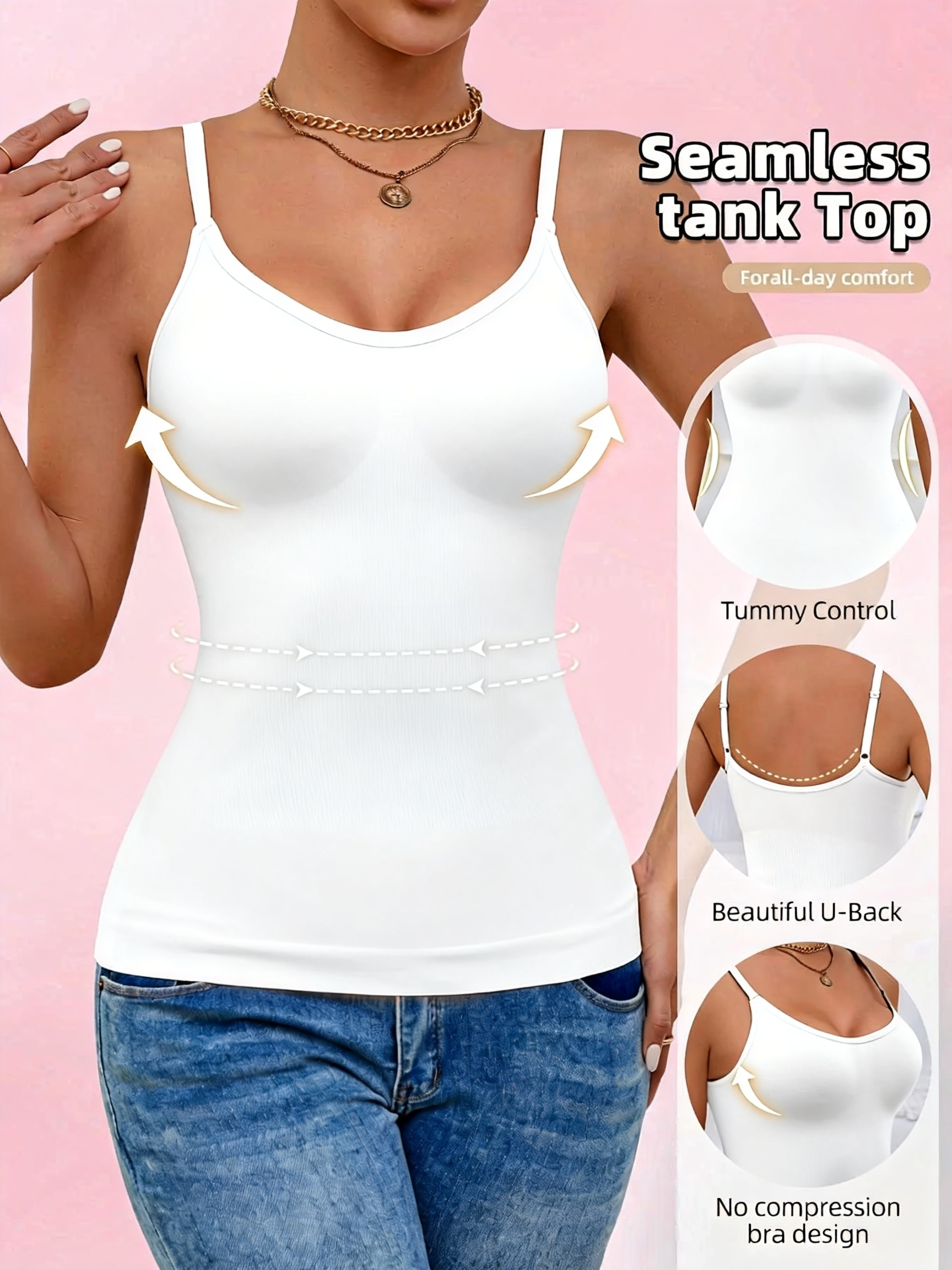 Seamless U-Back Top with Built-in Bra