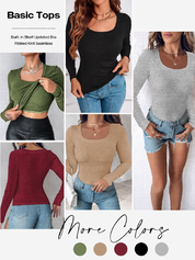 Square Neck Long Sleeve with Built-in Bra