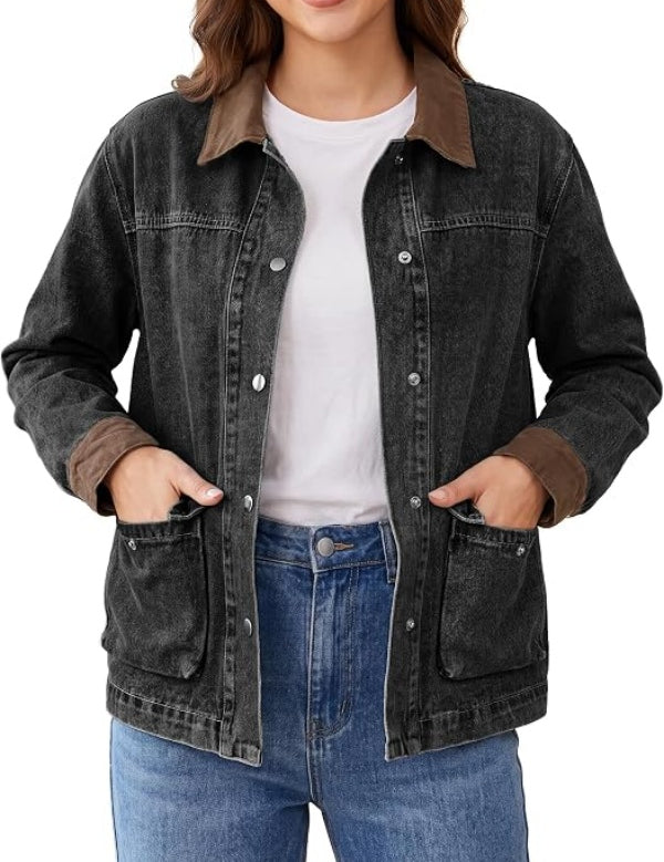Oversized Denim Jean Jacket with Pockets