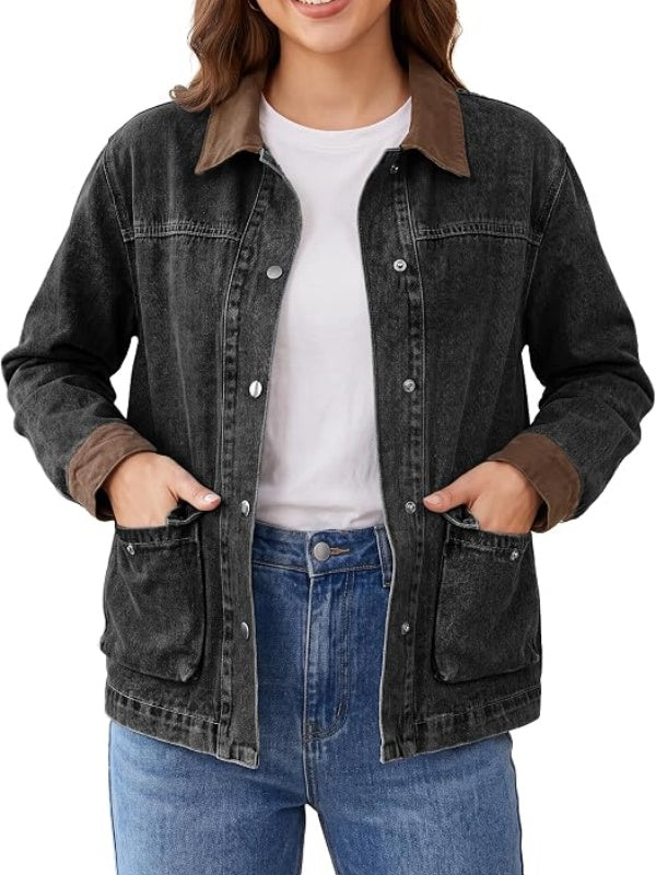 Oversized Denim Jean Jacket with Pockets