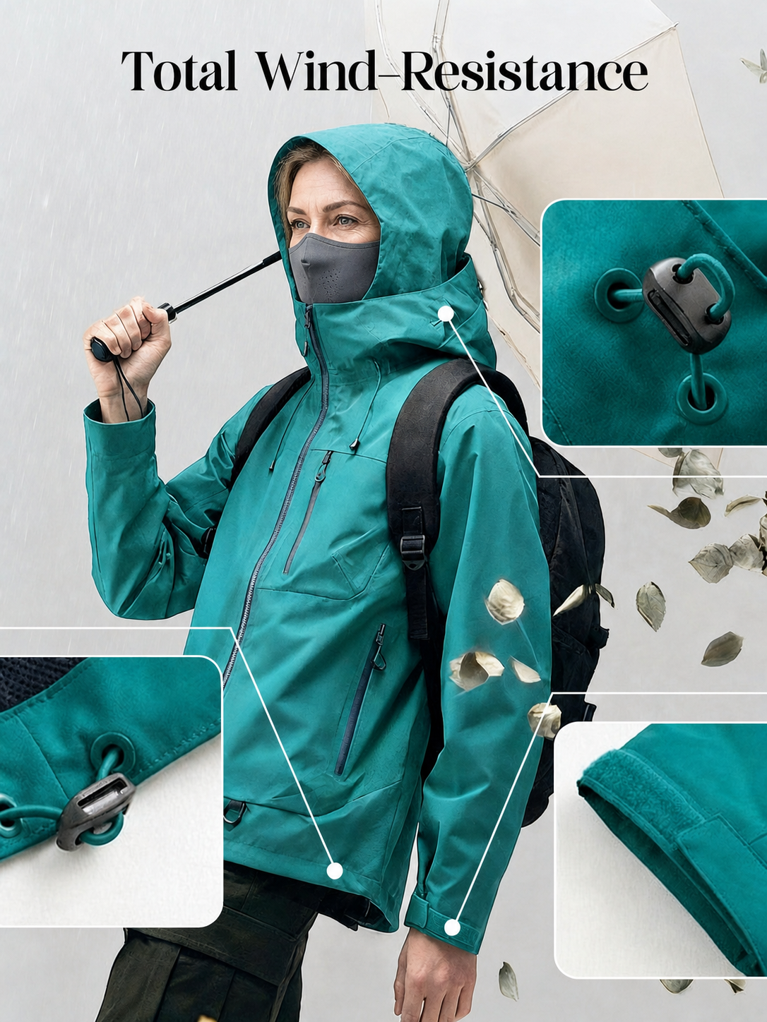 Unisex Lightweight Hiking Jacket – Waterproof, Hooded & Packable