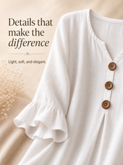 V-Neck Button Up Ruffle Sleeve Blouse