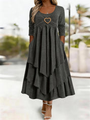 Waist-Cinching Dress With Heart Decoration