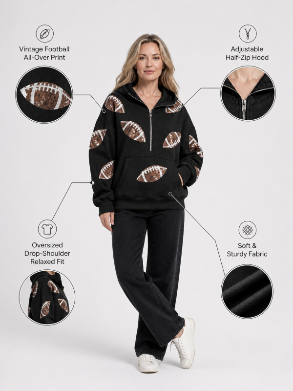 Women's Rugby Graphic Print Half Zip Hoodie